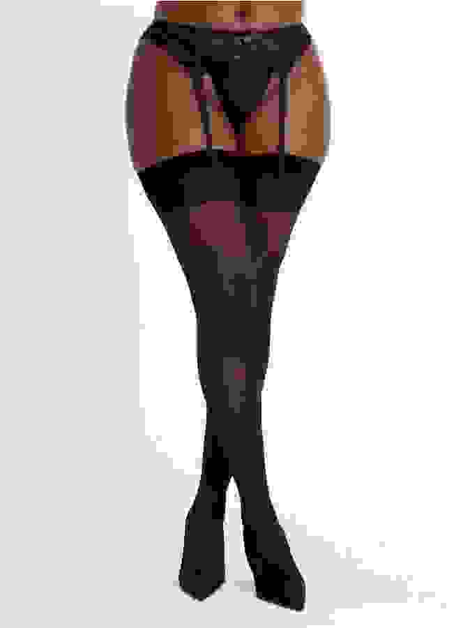 Lovehoney Sheer Thigh High Stockings, Black, hi-res